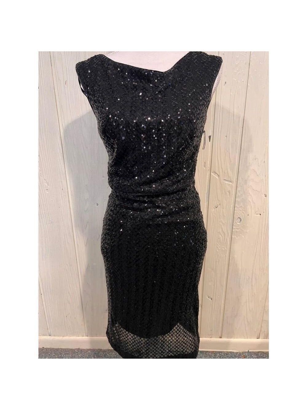 Vince Camuto Black Sequin Dress Women's Size 6 Holiday